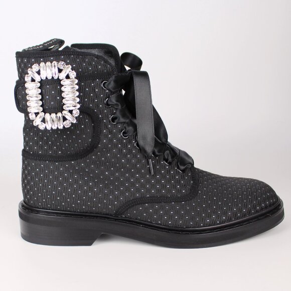 NEW Roger Vivier Viv Strass Combat Bootie–Crystal Buckle -Luxe Fall/Winter Shoes - Picture 8 of 16